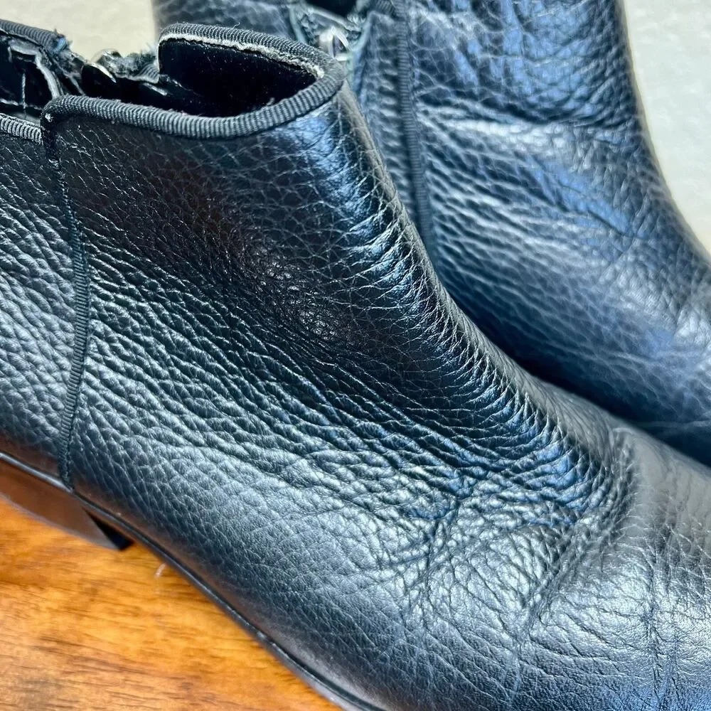 Sam Edelman Petty Ankle Booties black stacked heel round toe side zip size 7.5M